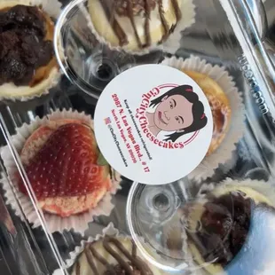 Boxed half dozen cheesecake bites.