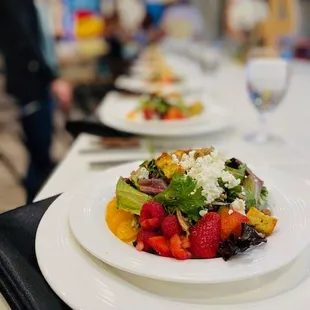 Summer Goat Cheese Berry Salad - Jalapeno Cornbread Croutons