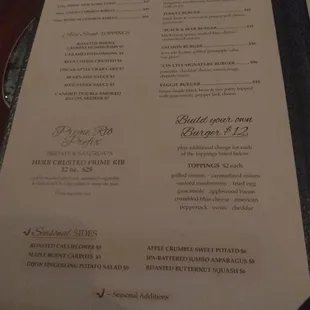 The menu prices