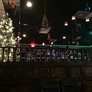 a christmas tree in the background