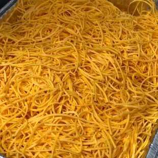 a pan of shredded cheese