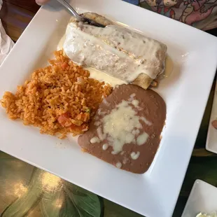 Chimichanga, rice &amp; beans