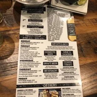 a menu for a mexican restaurant