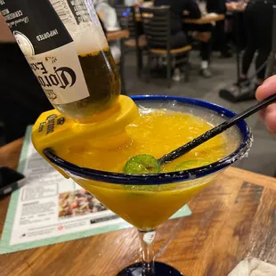 Mango Margarita WITH jalapeños and corona