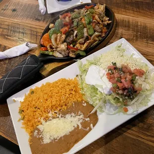 Side of beans, salad &amp; rice
