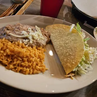Kids taco with rice and beans