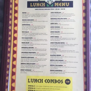 Menu - lunch