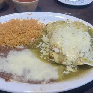 19. Enchiladas del Norte Plate with shredded chicken and verde sauce! So good and very filling!