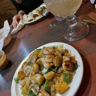 Shrimp and pineapple w cheese sauce