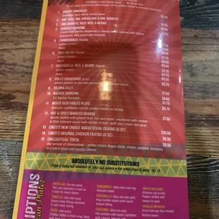 menu