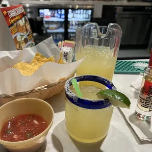 House margarita pitcher and a tequila shot. Great way to start the evening! Food was good too!