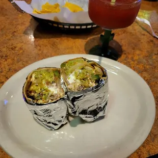 California burrito with strawberry margarita