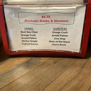 Alcohol Drinks &amp; Shooters