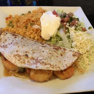 Lunch shrimp quesadilla