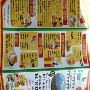menu