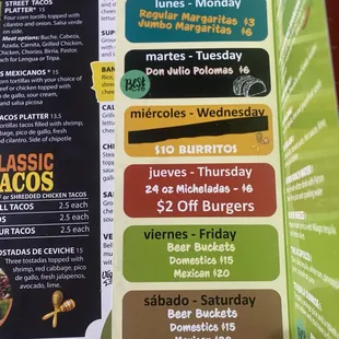 Daily specials