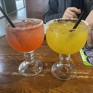 Jumbo strawberry and mango margaritas