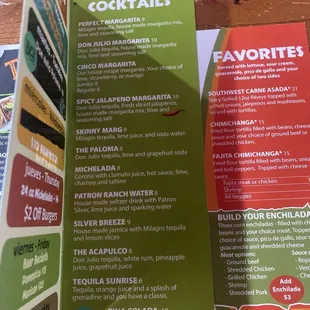 Drink menu