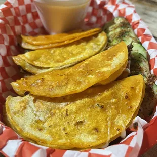 a basket of quesadillas