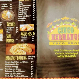 Cover and back Menu