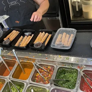 Lip smacking good food but the churros are extra tasty  with chocolatey dipping sauce. Mmmm!