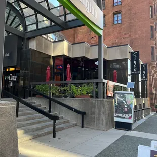 the entrance to the restaurant