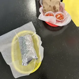 Chicken burrito Chips and Salsa