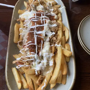 Bootlegger fries with pulled chicken. So good