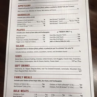 Menu on 4/9/22