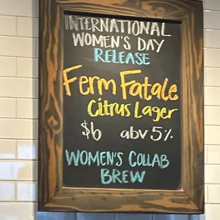 Today is Woman's collar brew, starting at 11 am, real good