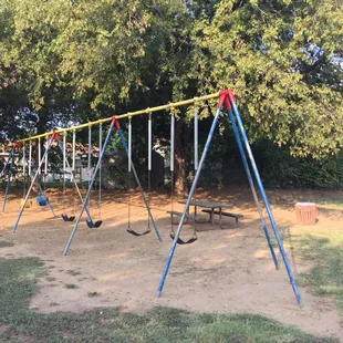 Swings and picnic table