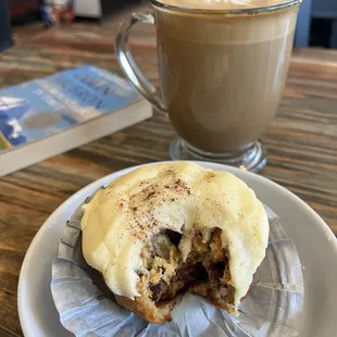 Cinnamon roll and coffee
