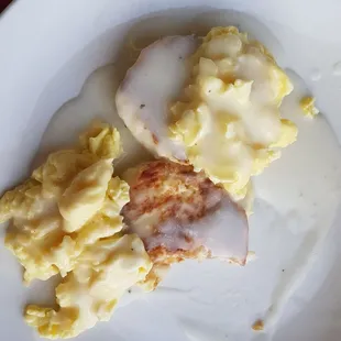 Biscuits, eggs, and gravy