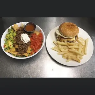 Cindy's beef salad and Brunch Burger