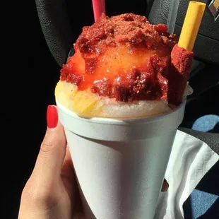My go-to at Cindy's. Mango and lemon topped with chamoy and tamarindo candies