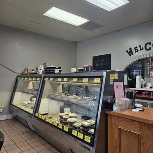 Deli section of cold dishes