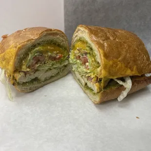 Chicken breast with pesto avocado and cheese