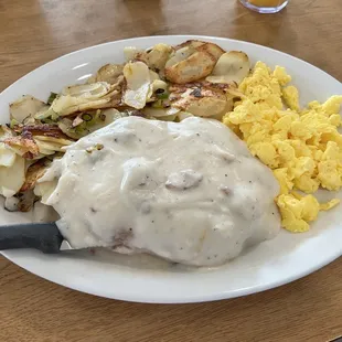 Chicken Fried Steak with potatoes and eggs