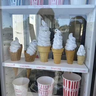 a display of ice cream cones
