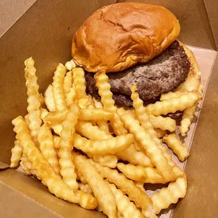 Hamburger with fries
