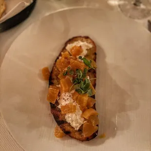 Burrata Crostone, Grilled Semolina Bread, Pickled Beets