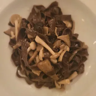 Cocoa Tagliatelle with roasted forest mushrooms