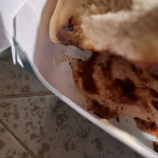 a close up of a piece of bread