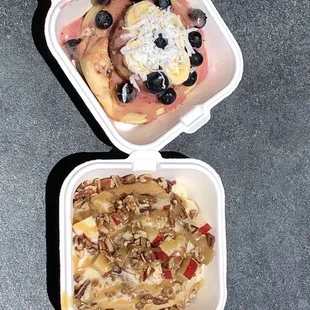 Tropical Bliss cinnamon roll, Apple Pie cinnamon roll