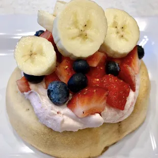 Raspberry Frosting with Bananas, Blueberries &amp; Strawberries!