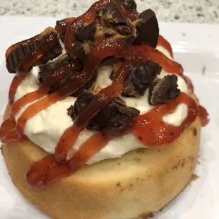 Peanut Butter Frosting with House-made Peanut Butter Cups &amp; Strawberry Jam!