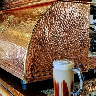 You have to check out the new room. This is my mocha made from the new copper espresso machine.