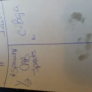 a piece of paper with writing on it