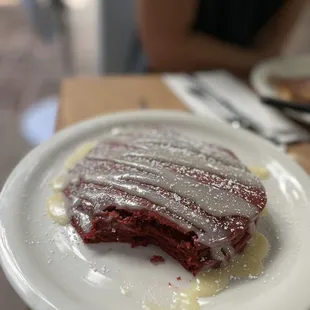 Red velvet pancakes