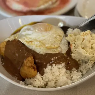 Loco moco with chicken cutlet
